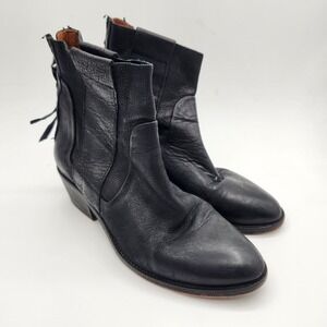 Baske California Women's‎ Black Leather Ankle Booties Back Zip Size 37 6.5 Boho